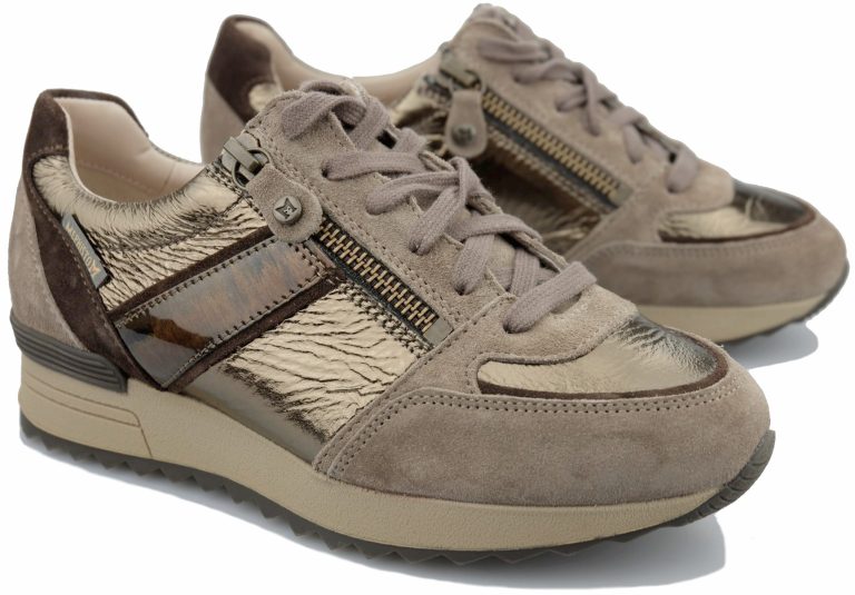 Mephisto Toscana Dames sneaker - Materiaal mix - Grijs/bruin